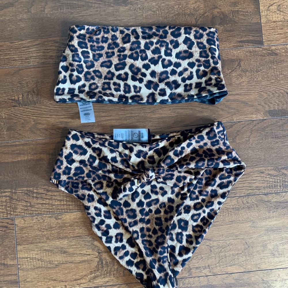 NWT Good American Leopard Print Bikini Set